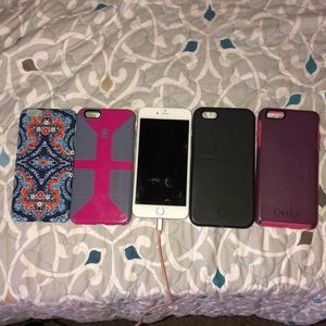 iPhone 6 Plus w/ 4 cases